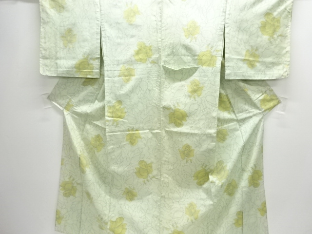JAPANESE KIMONO / ANTIQUE HITOE KIMONO / SILK / TOKAMACHI TSUMUGI / WOVEN ROSE